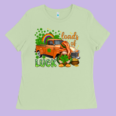 St. Patrick's Loads Of Luck With Gnome Ladies Tee Designed By Howdyjamesfarm