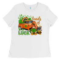 White St. Patrick's Loads of luck with gnome Ladies Tee - HowdyJamesFarm