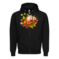 Black pumpkin pie with daisies and cinnamon Zipper Hoodie - AdoDesignShop