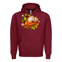 Burgundy pumpkin pie with daisies and cinnamon Zipper Hoodie - AdoDesignShop
