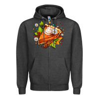 Charcoal Heather pumpkin pie with daisies and cinnamon Zipper Hoodie - AdoDesignShop