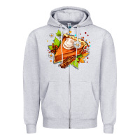 Heather Grey pumpkin pie with daisies and cinnamon Zipper Hoodie - AdoDesignShop