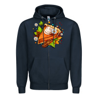 Navy pumpkin pie with daisies and cinnamon Zipper Hoodie - AdoDesignShop
