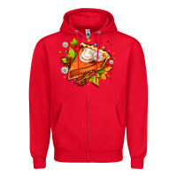 Red pumpkin pie with daisies and cinnamon Zipper Hoodie - AdoDesignShop