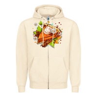 Sandshell pumpkin pie with daisies and cinnamon Zipper Hoodie - AdoDesignShop