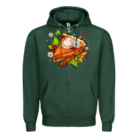Sports Green pumpkin pie with daisies and cinnamon Zipper Hoodie - AdoDesignShop