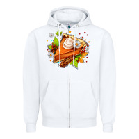 White pumpkin pie with daisies and cinnamon Zipper Hoodie - AdoDesignShop