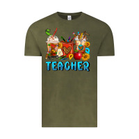 Vintage Olive Teacher Coffee Cups Vintage Tee - FaDigitalArtStudio