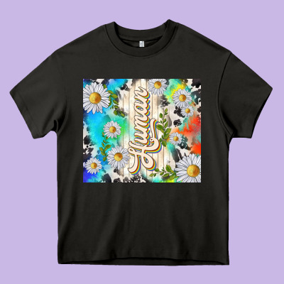 Human With Daisies Heavy Core Tee Designed By Tumblerdesignbyshophia