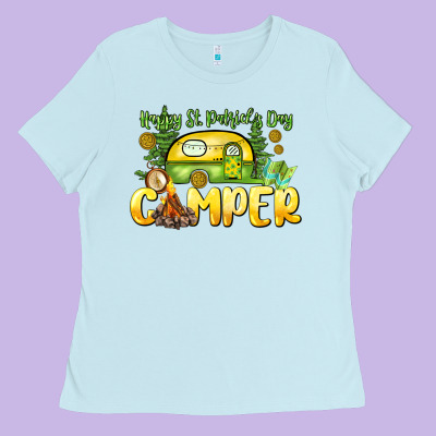 Happy St. Patrick's Day Camper Ladies Tee Designed By Howdyjamesfarm