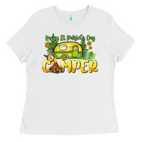 White Happy St. Patrick's Day camper Ladies Tee - HowdyJamesFarm