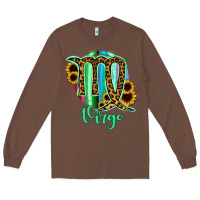 Chestnut Virgo Zodiac Sign Sunflower Leopard Serape Long Sleeve Tee - RanaPortraitStore