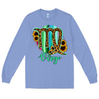 Colony Blue Virgo Zodiac Sign Sunflower Leopard Serape Long Sleeve Tee - RanaPortraitStore