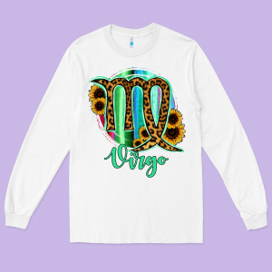 Virgo Zodiac Sign Sunflower Leopard Serape Long Sleeve Tee Designed By Ranaportraitstore
