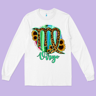 Virgo Zodiac Sign Sunflower Leopard Serape Long Sleeve Tee Designed By Ranaportraitstore