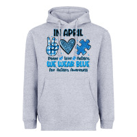 Heather Grey in april we wear blue Heavyweight Hoodie - JahusDesignShop