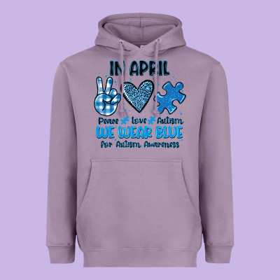 In April We Wear Blue Heavyweight Hoodie Designed By Jahusdesignshop