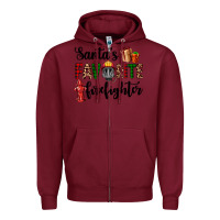 Burgundy santa's favorite firefighter Zipper Hoodie - AdoDesignShop