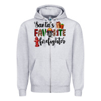 Heather Grey santa's favorite firefighter Zipper Hoodie - AdoDesignShop