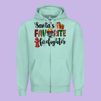 Santa's Favorite Firefighter Zipper Hoodie Designed By Adodesignshop