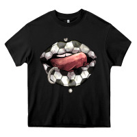 Black Soccer lips Heavy Core Tee - HowdyJamesFarm