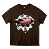 Chocolate Brown Soccer lips Heavy Core Tee - HowdyJamesFarm