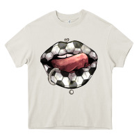 Cream Soccer lips Heavy Core Tee - HowdyJamesFarm