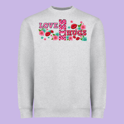 Floral Love And Kiss Heavyweight Sweatshirt Designed By Adodesignshop