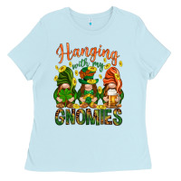 Baby Blue Hanging with my gnomies Ladies Tee - HowdyJamesFarm