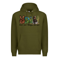 Army Green Peace Love Malayan Sun Bear Premium Hoodie - LillyAllenDesigns