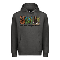 Charcoal Heather Peace Love Malayan Sun Bear Premium Hoodie - LillyAllenDesigns