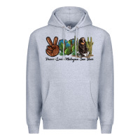 Heather Grey Peace Love Malayan Sun Bear Premium Hoodie - LillyAllenDesigns