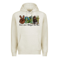 Oatmeal Heather Peace Love Malayan Sun Bear Premium Hoodie - LillyAllenDesigns