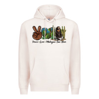 Pale Pink Peace Love Malayan Sun Bear Premium Hoodie - LillyAllenDesigns
