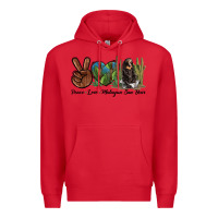 Red Peace Love Malayan Sun Bear Premium Hoodie - LillyAllenDesigns