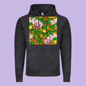 St Patricks  Day Pig With Candy And Pot Of Gold  Seamless Pattern Vintage Hoodie Designed By Fadigitalartstudio