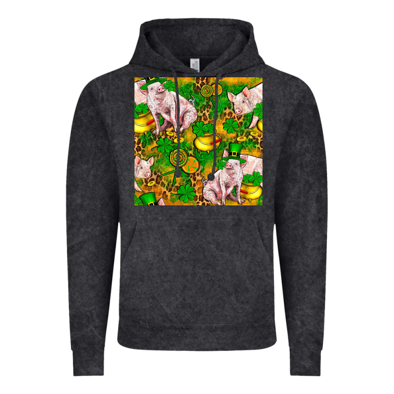 St Patricks  Day Pig With Candy And Pot Of Gold  Seamless Pattern Vintage Hoodie by FaDigitalArtStudio | Teevron
