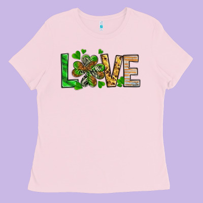 St. Patrick's Love Luck With Clover Ladies Tee Designed By Howdyjamesfarm