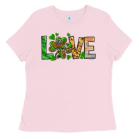 Bubblegum Pink St. Patrick's Love luck with clover Ladies Tee - HowdyJamesFarm