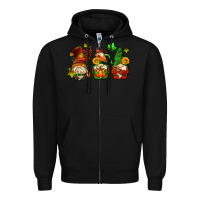 Black fall gnomes with pumpkin pie Zipper Hoodie - AdoDesignShop
