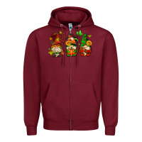 Burgundy fall gnomes with pumpkin pie Zipper Hoodie - AdoDesignShop