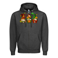 Charcoal Heather fall gnomes with pumpkin pie Zipper Hoodie - AdoDesignShop