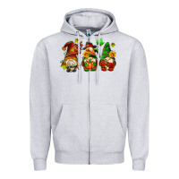 Heather Grey fall gnomes with pumpkin pie Zipper Hoodie - AdoDesignShop