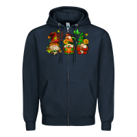 Navy fall gnomes with pumpkin pie Zipper Hoodie - AdoDesignShop