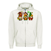 Oatmeal Heather fall gnomes with pumpkin pie Zipper Hoodie - AdoDesignShop