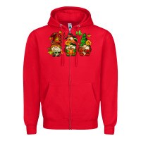 Red fall gnomes with pumpkin pie Zipper Hoodie - AdoDesignShop
