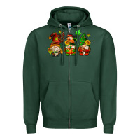 Sports Green fall gnomes with pumpkin pie Zipper Hoodie - AdoDesignShop