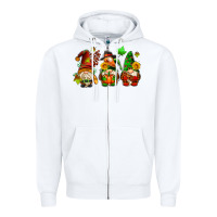 White fall gnomes with pumpkin pie Zipper Hoodie - AdoDesignShop