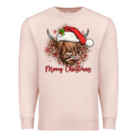 Pale Pink mooey christmas cow Premium Sweatshirt - JahusDesignShop