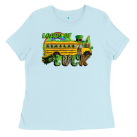 Baby Blue Loads of luck School bus Ladies Tee - CowGirlArtShop